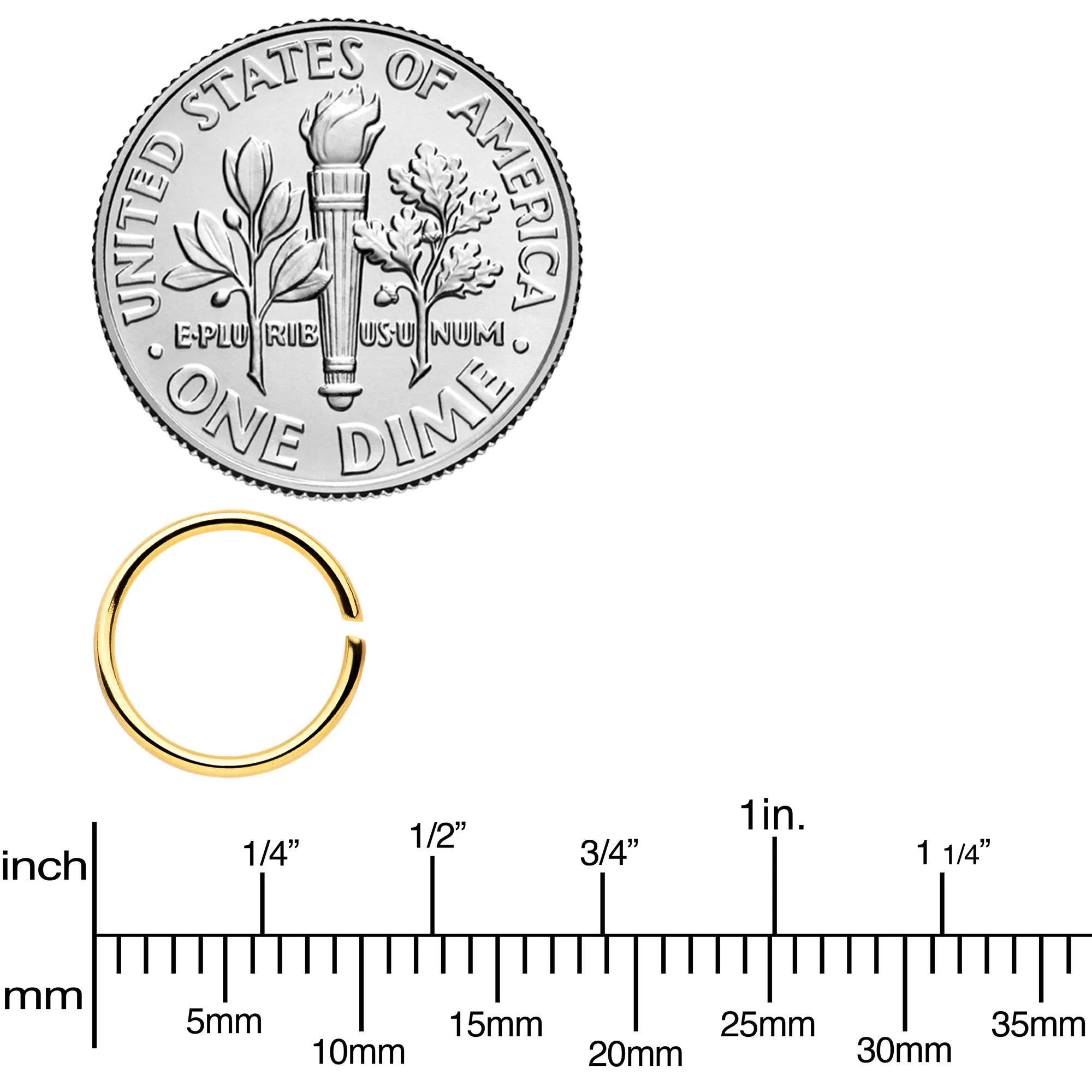 20 Gauge 5/16 Steel Gold Tone Anodized Seamless Circular Ring Set of 12