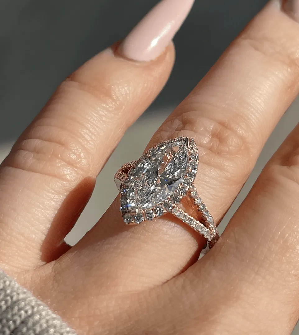 2.01 Carat Marquise Natural Diamond Engagement Ring