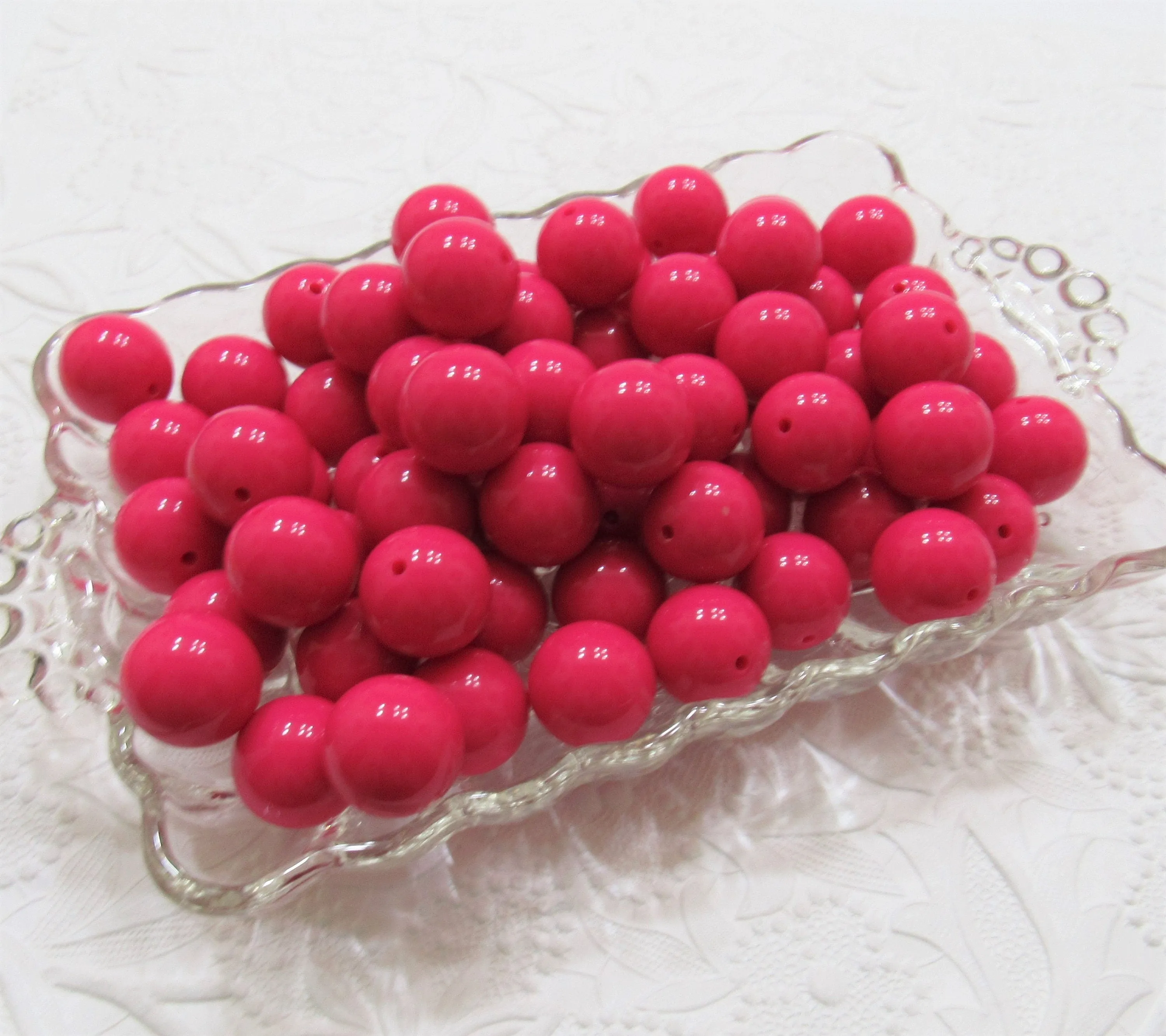 20mm Azalea Pink Bubblegum Beads, Acrylic beads, Round Gumball Beads, Chunky Bubblegum Beads, Bubblegum Necklace Supply,  Beading Supply