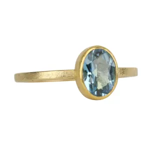 22 & 18K Bezel-Set Faceted Oval Aquamarine Ring
