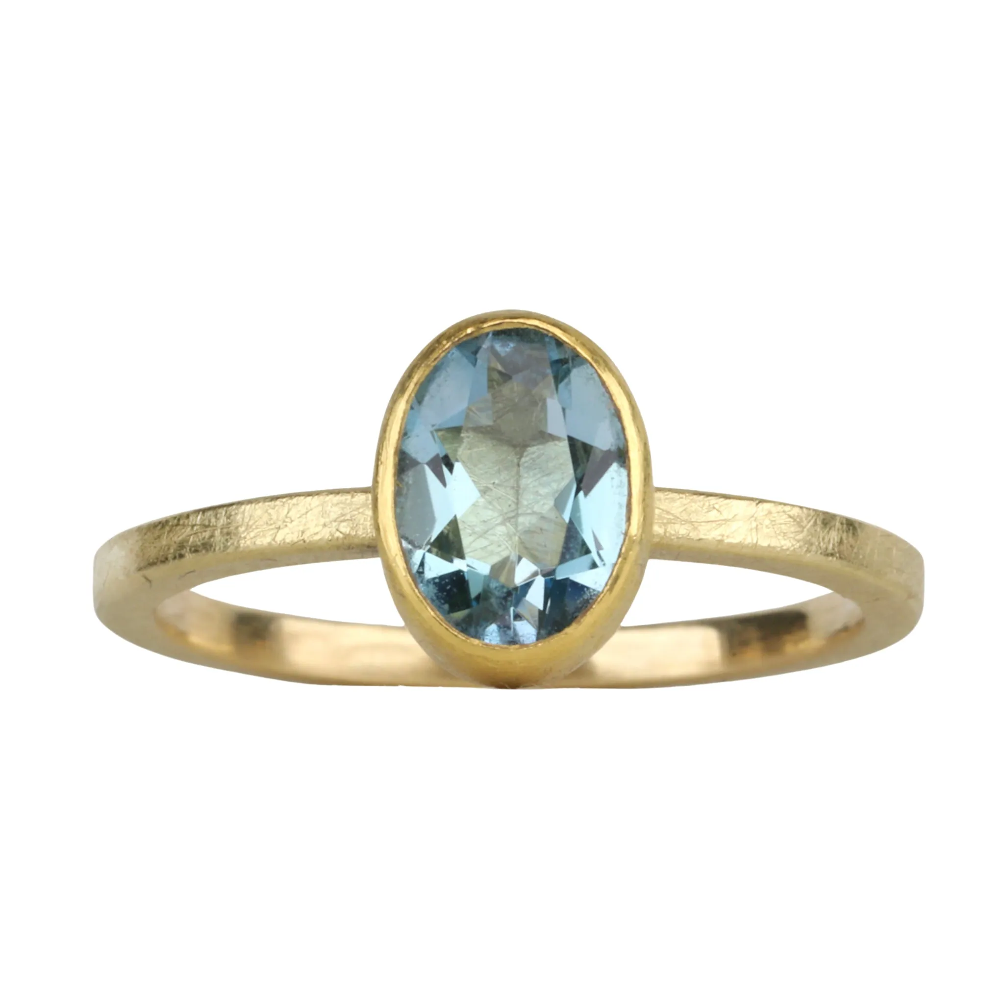 22 & 18K Bezel-Set Faceted Oval Aquamarine Ring