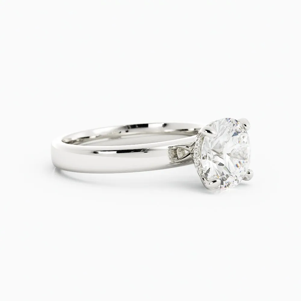 2.2 Carat Round Cut Moissanite Engagement Ring 14k White Gold