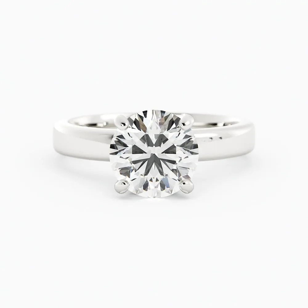 2.2 Carat Round Cut Moissanite Engagement Ring 14k White Gold