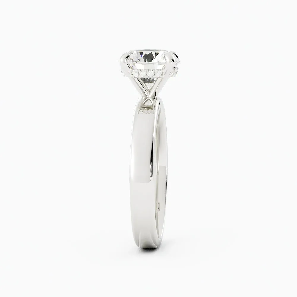 2.2 Carat Round Cut Moissanite Engagement Ring 14k White Gold