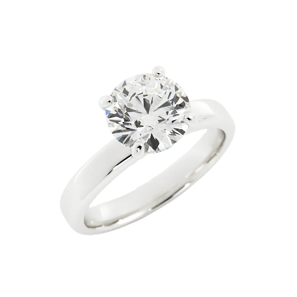 2.2 Carat Round Cut Moissanite Engagement Ring 14k White Gold