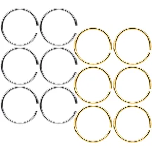 22 Gauge 5/16 Steel Gold Tone Anodized Seamless Circular Ring Set of 12