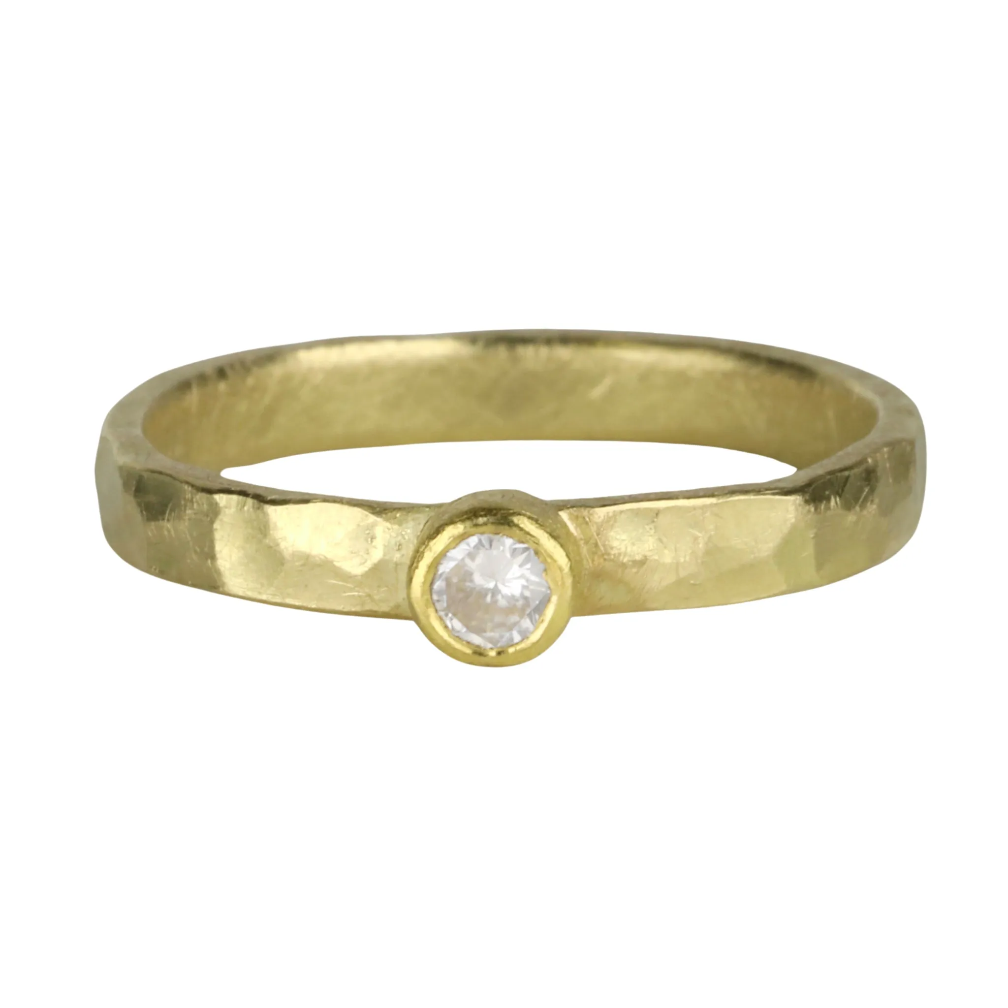 22K & 18K Bezel-Set Round Diamond Ring