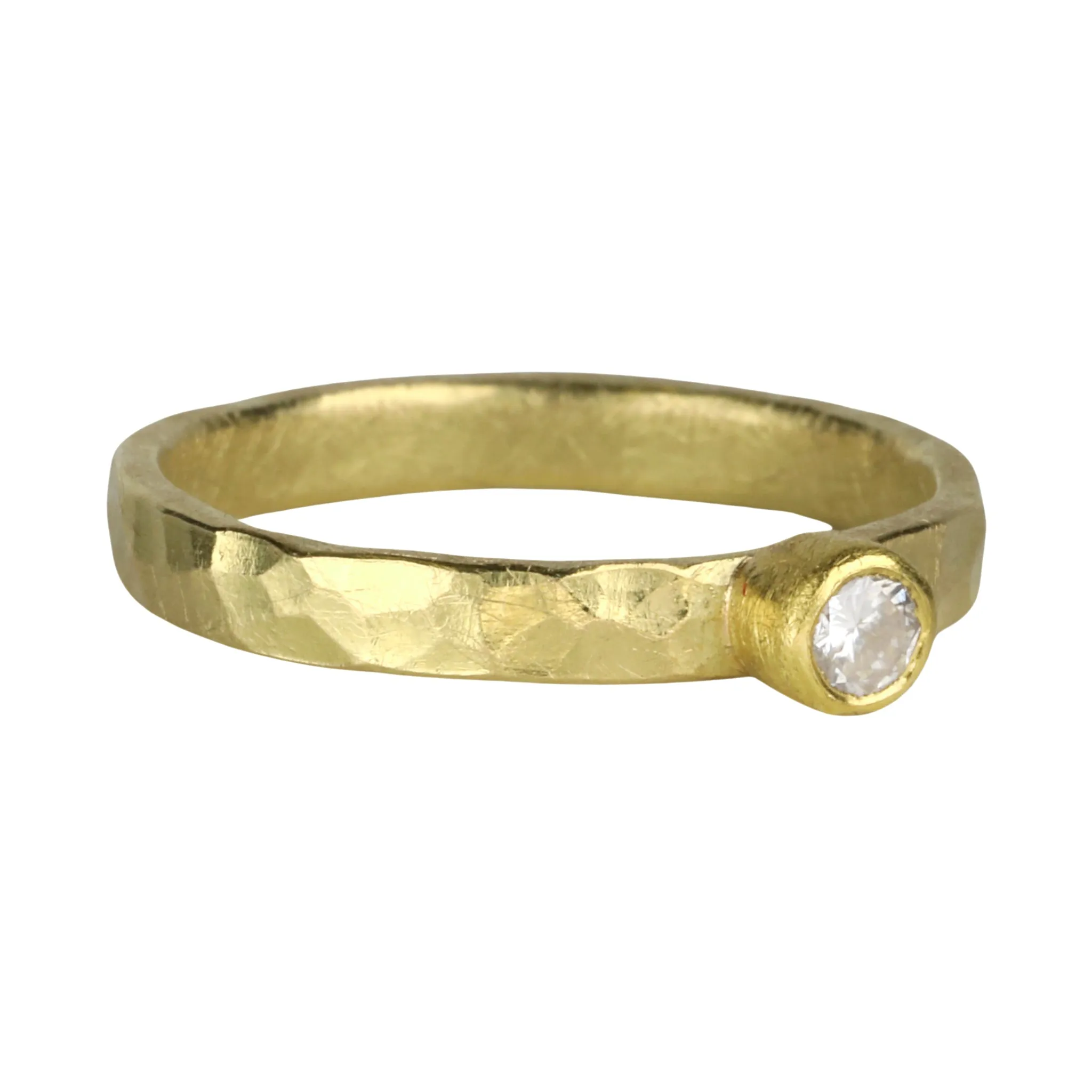22K & 18K Bezel-Set Round Diamond Ring