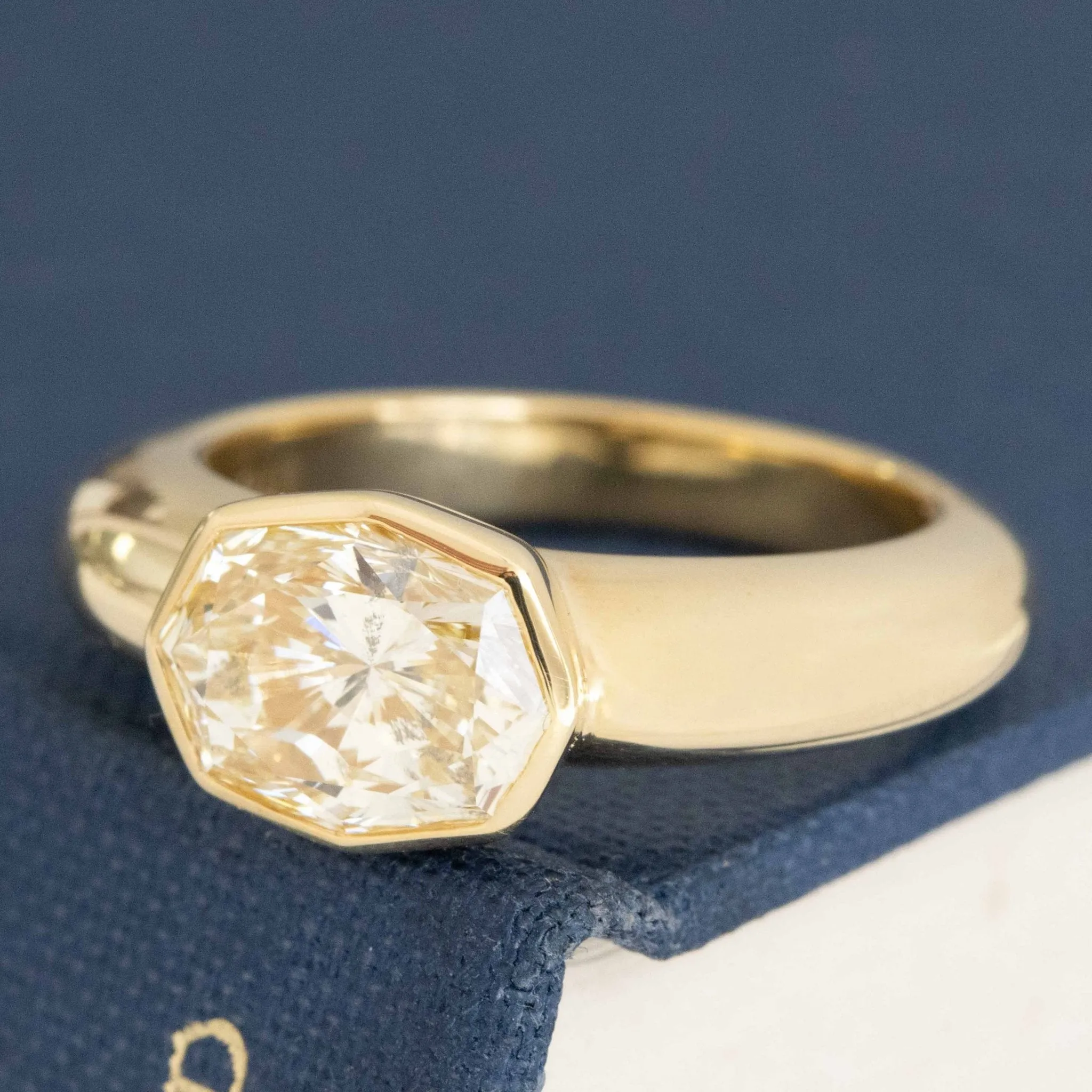 2.42ct Octagonal Radiant Cut Diamond Bezel Solitaire, GIA
