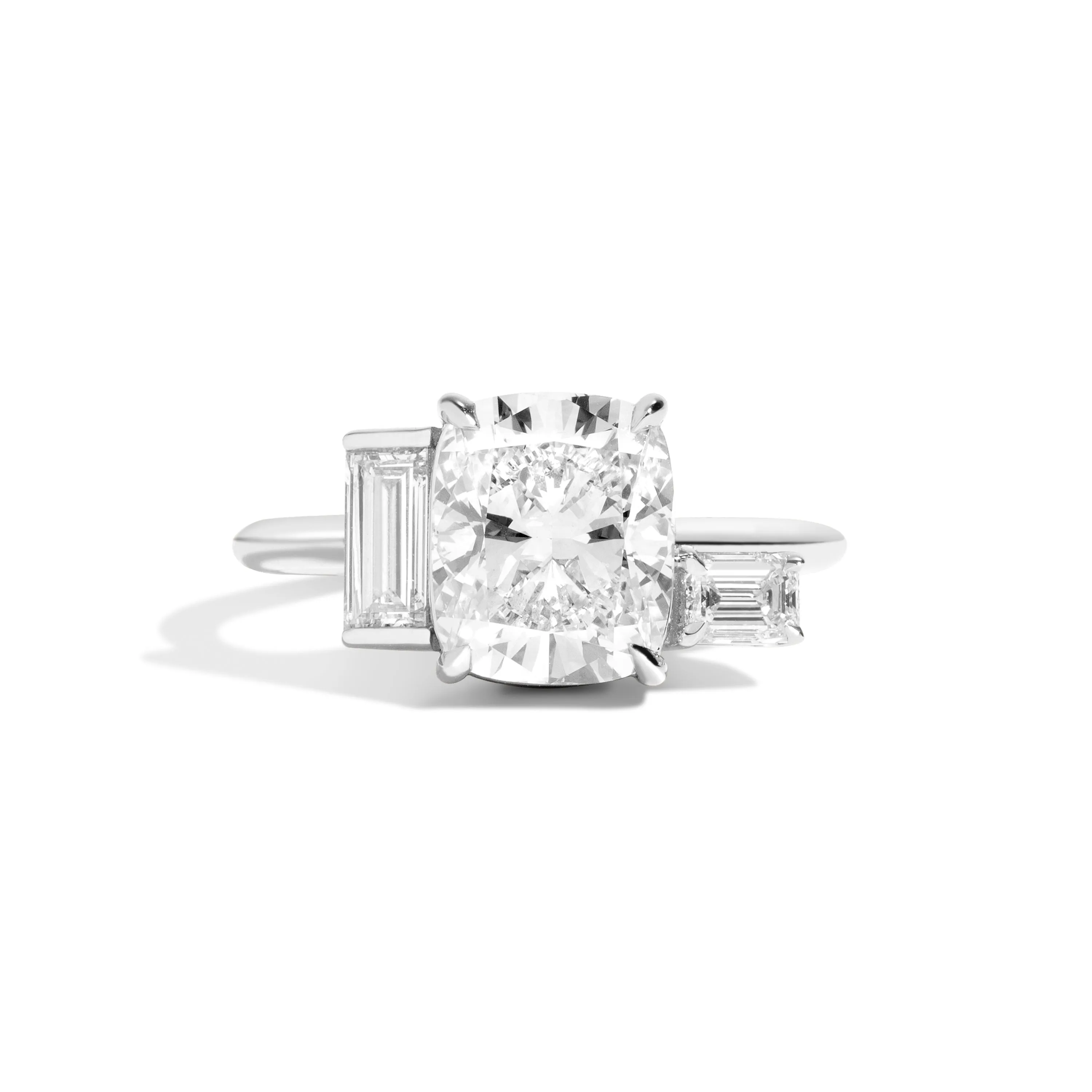 3-Stone Cushion-Cut Ring