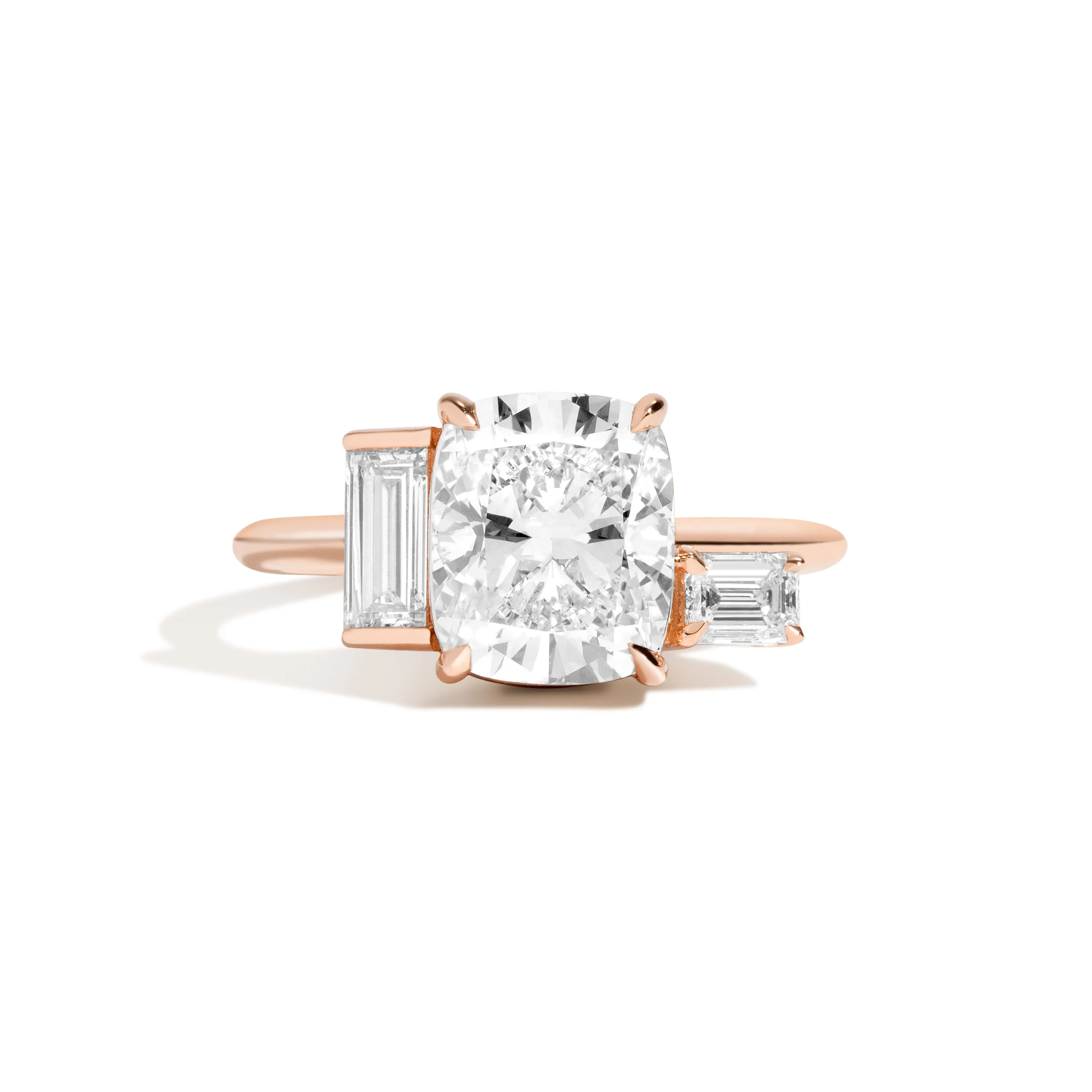 3-Stone Cushion-Cut Ring
