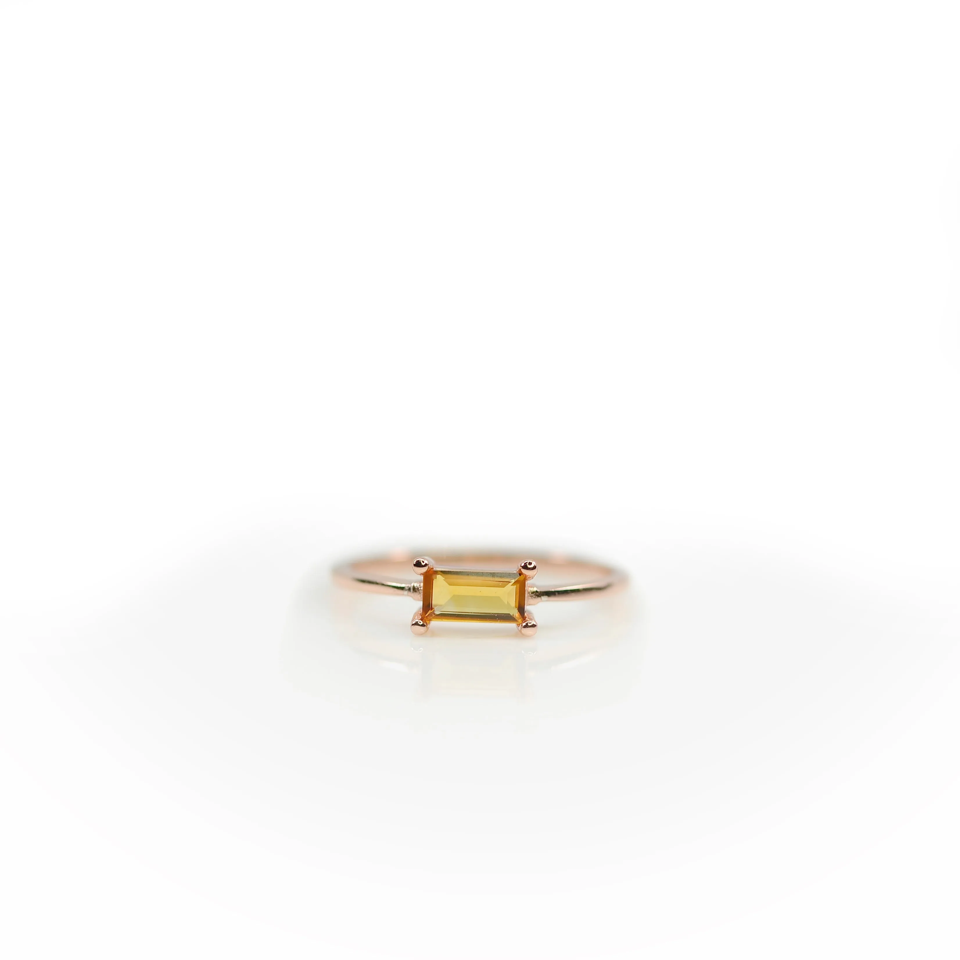 3 x 6 mm. Baguette Cut Yellow Brazilian Citrine Ring