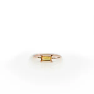 3 x 6 mm. Baguette Cut Yellow Brazilian Citrine Ring