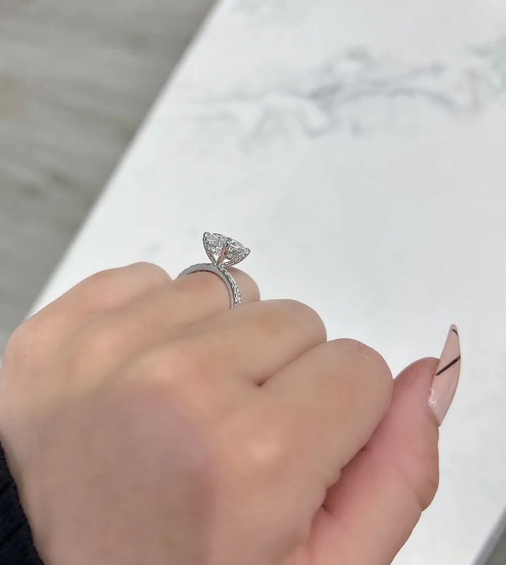 3.00 Carat Oval Natural Diamond Engagement Ring with Hidden Halo
