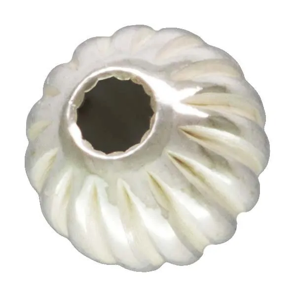 3.0mm Corrugated Bead Light 1.0mm Hole, Sterling Silver. Made in USA. #5001203C