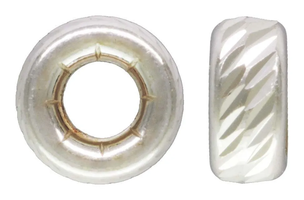 3.2x1.6mm Multi-Cut Rondelle 1.3mm Hole,  Sterling Silver. Made in USA. #5004530D25