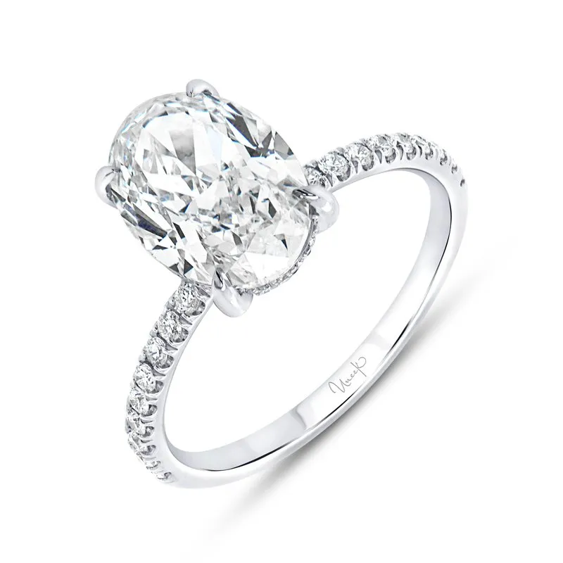 3.36ctw Under-Halo Oval Shaped Diamond Engagement Ring