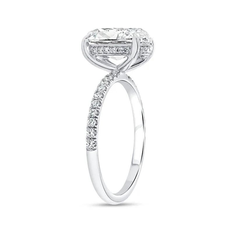 3.36ctw Under-Halo Oval Shaped Diamond Engagement Ring