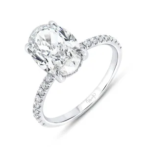 3.36ctw Under-Halo Oval Shaped Diamond Engagement Ring