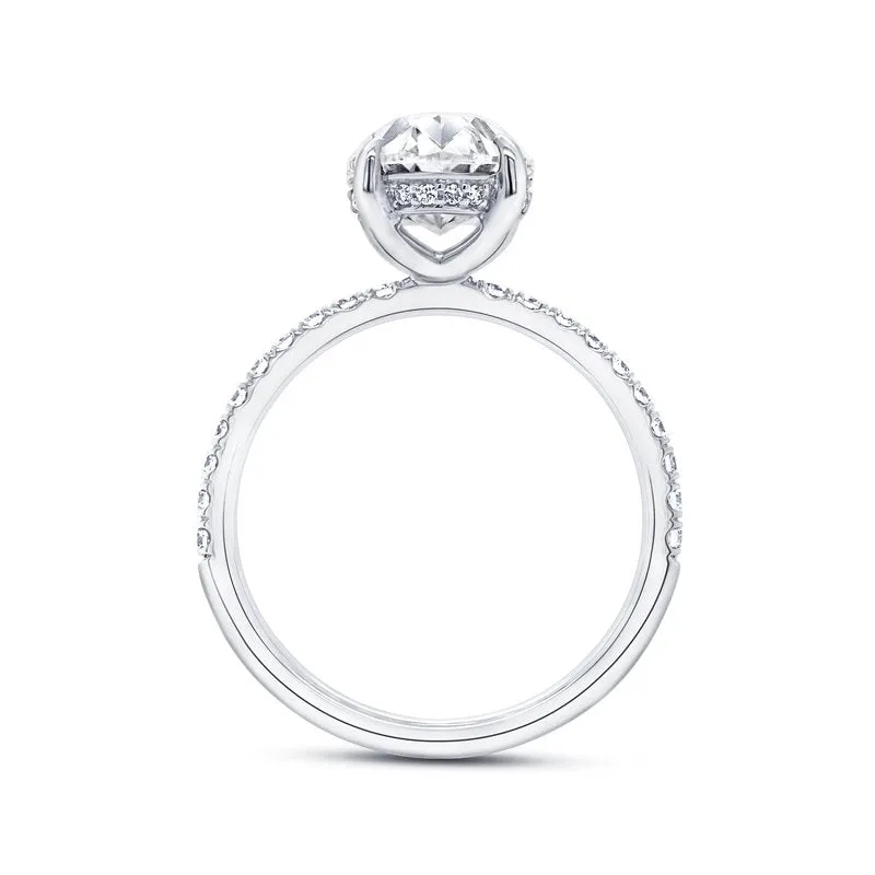 3.36ctw Under-Halo Oval Shaped Diamond Engagement Ring