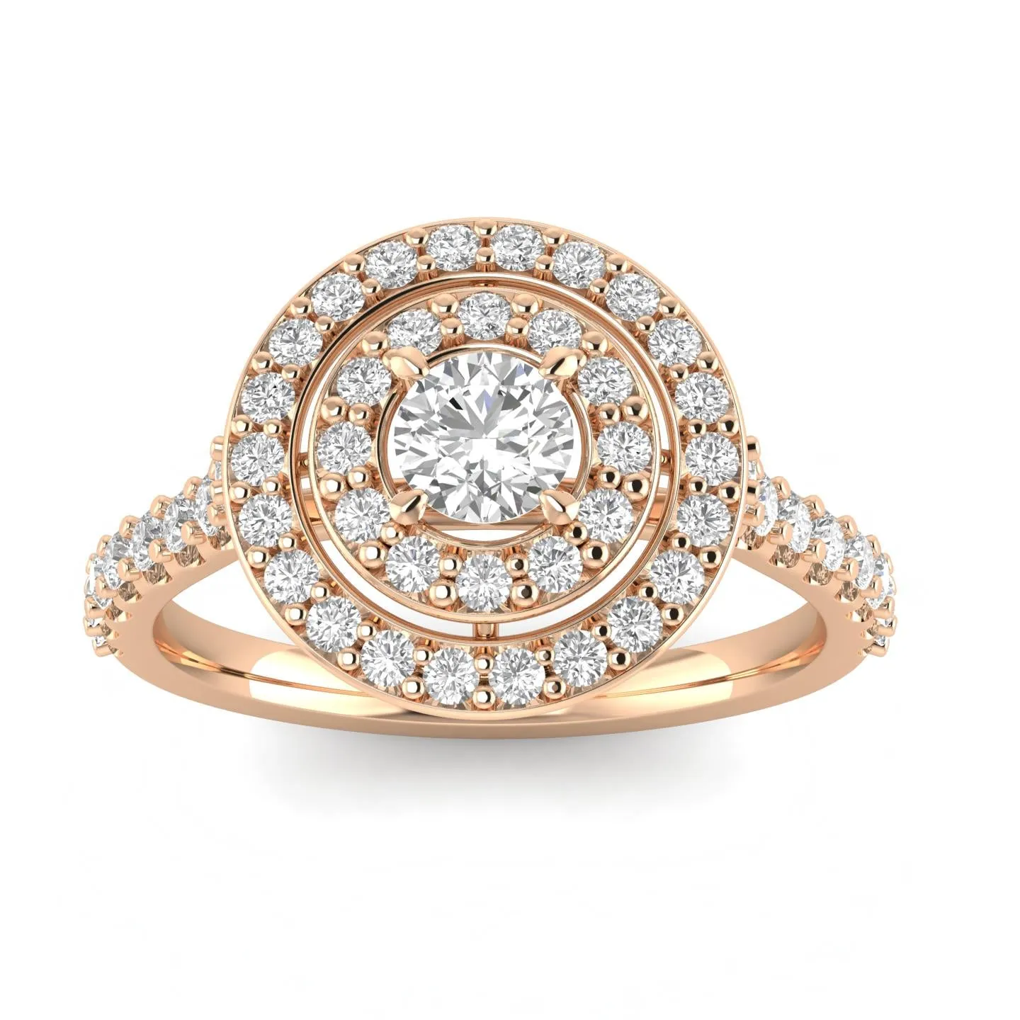 3/4ctw Diamond Halo Engagement Ring in 10k Rose Gold (J-K, I2-I3)