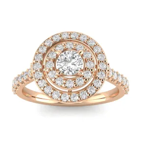 3/4ctw Diamond Halo Engagement Ring in 10k Rose Gold (J-K, I2-I3)