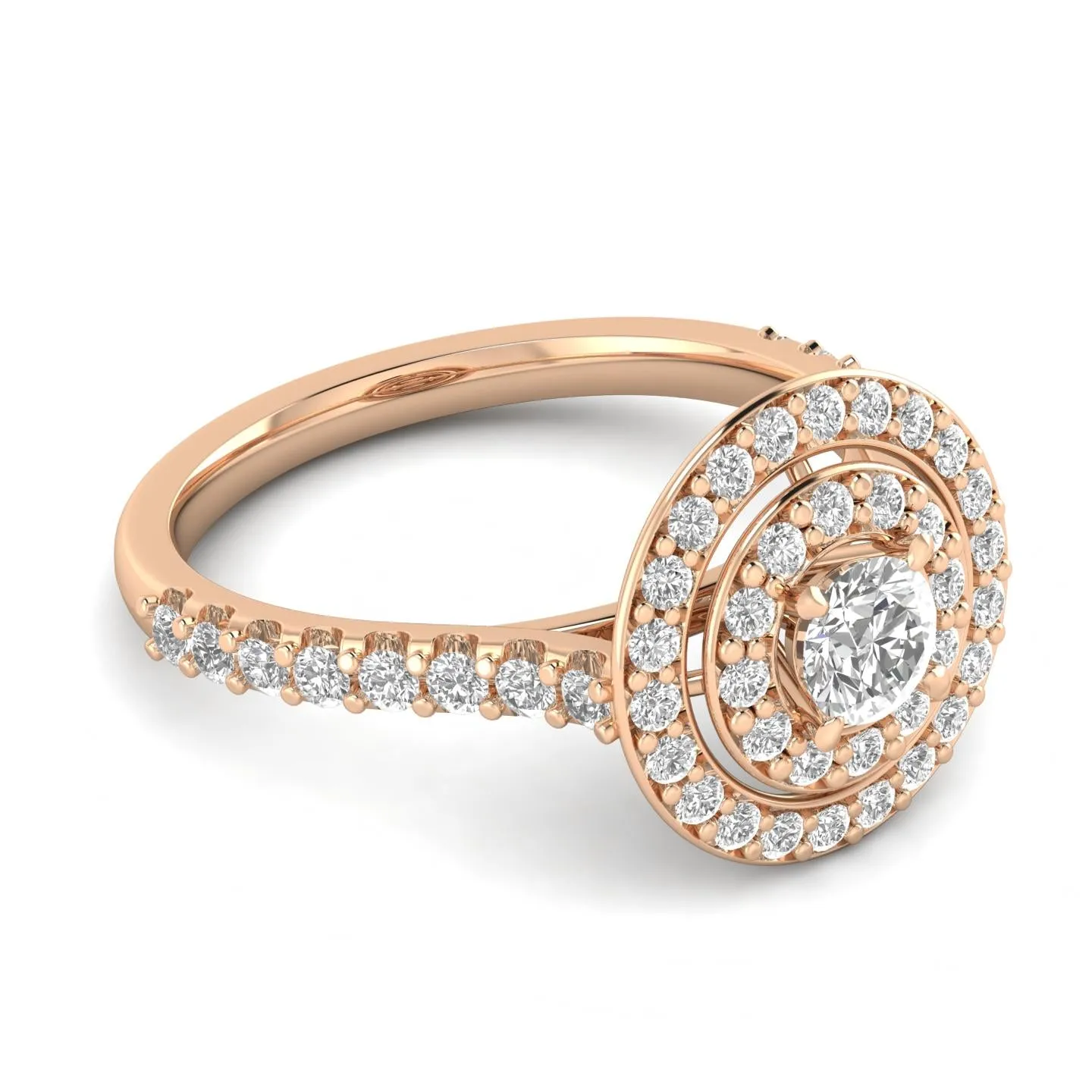 3/4ctw Diamond Halo Engagement Ring in 10k Rose Gold (J-K, I2-I3)