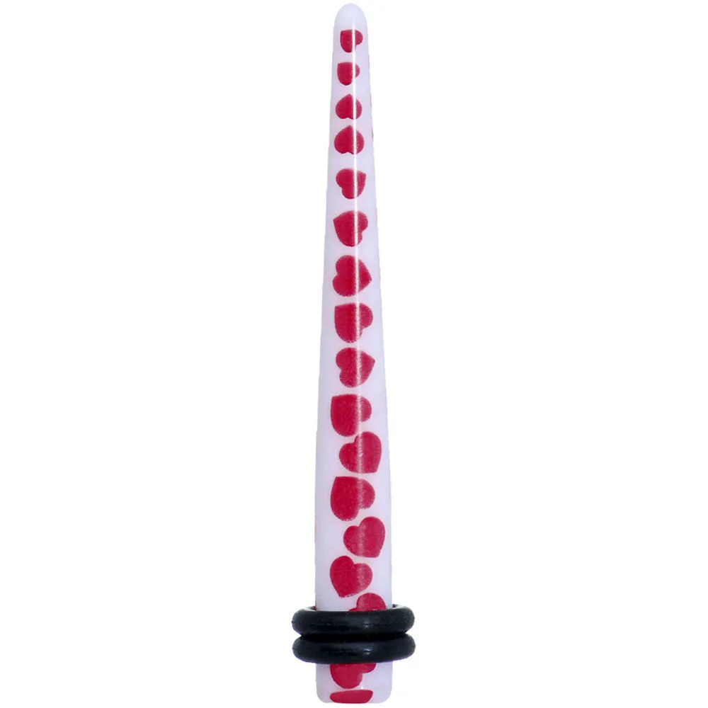 4 Gauge White Red Heart Acrylic Ear Taper