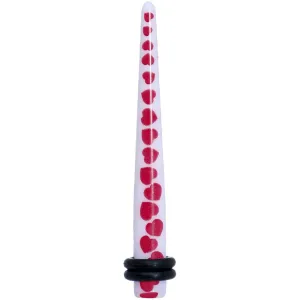 4 Gauge White Red Heart Acrylic Ear Taper
