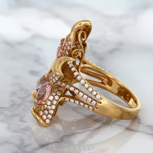 4.26ctw Padparadscha Ring with Diamond Accents in 18K Rose Gold
