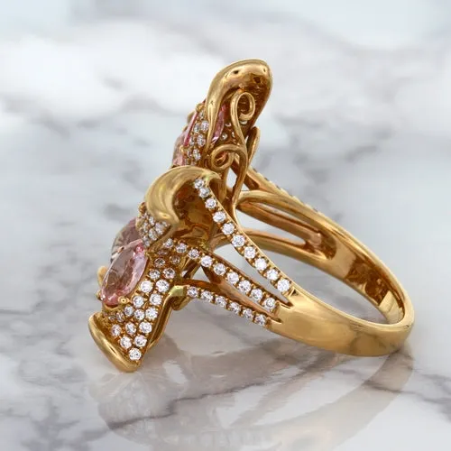 4.26ctw Padparadscha Ring with Diamond Accents in 18K Rose Gold