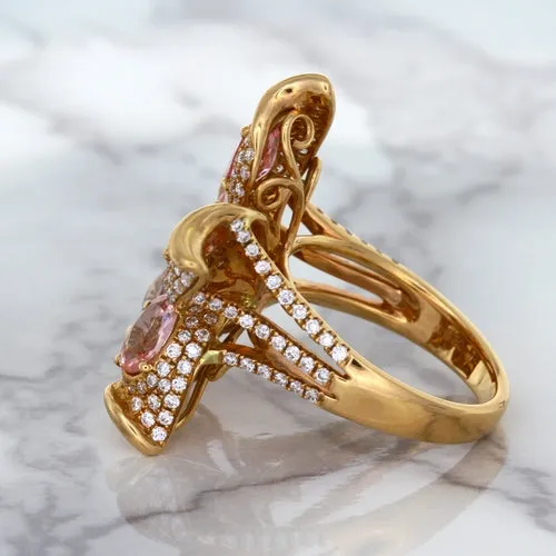 4.26ctw Padparadscha Ring with Diamond Accents in 18K Rose Gold