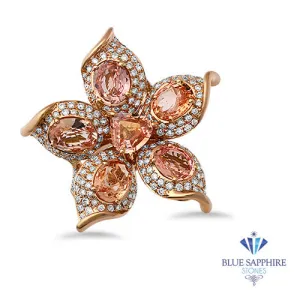4.26ctw Padparadscha Ring with Diamond Accents in 18K Rose Gold