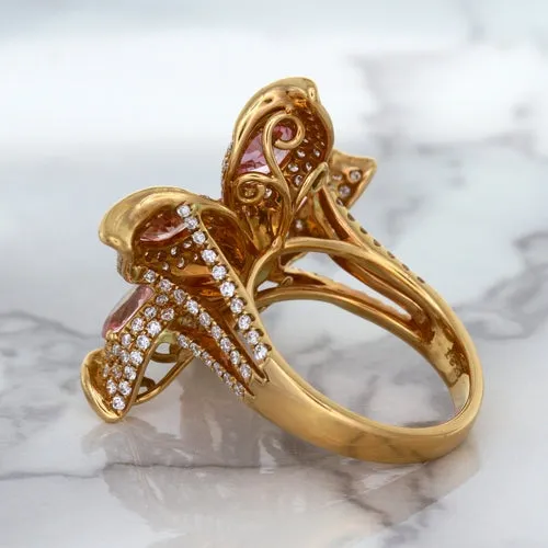 4.26ctw Padparadscha Ring with Diamond Accents in 18K Rose Gold