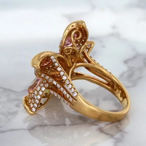 4.26ctw Padparadscha Ring with Diamond Accents in 18K Rose Gold