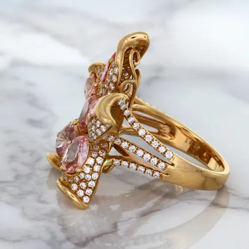 4.26ctw Padparadscha Ring with Diamond Accents in 18K Rose Gold