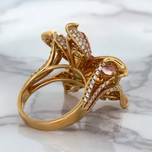 4.26ctw Padparadscha Ring with Diamond Accents in 18K Rose Gold