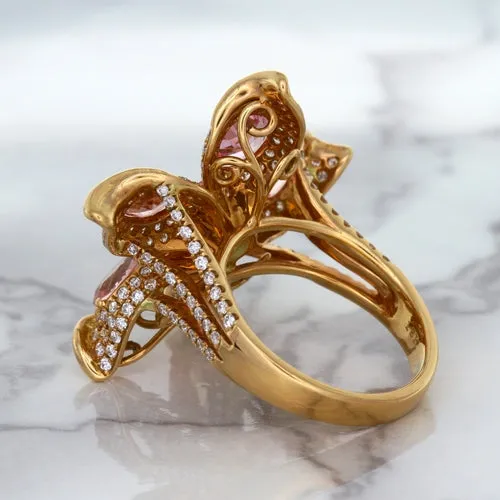 4.26ctw Padparadscha Ring with Diamond Accents in 18K Rose Gold