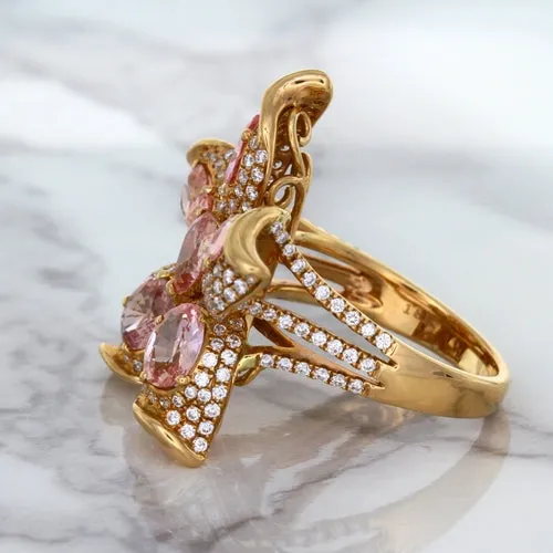 4.26ctw Padparadscha Ring with Diamond Accents in 18K Rose Gold