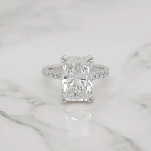 4ct Radiant Dainty Pave Band with Hidden Halo Engagement Ring