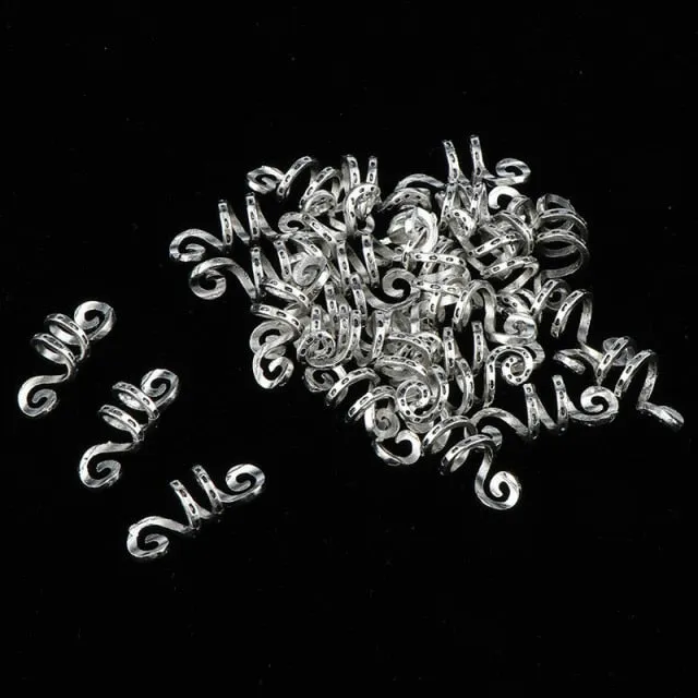 5 Pcs Silver Viking Spiral Beads