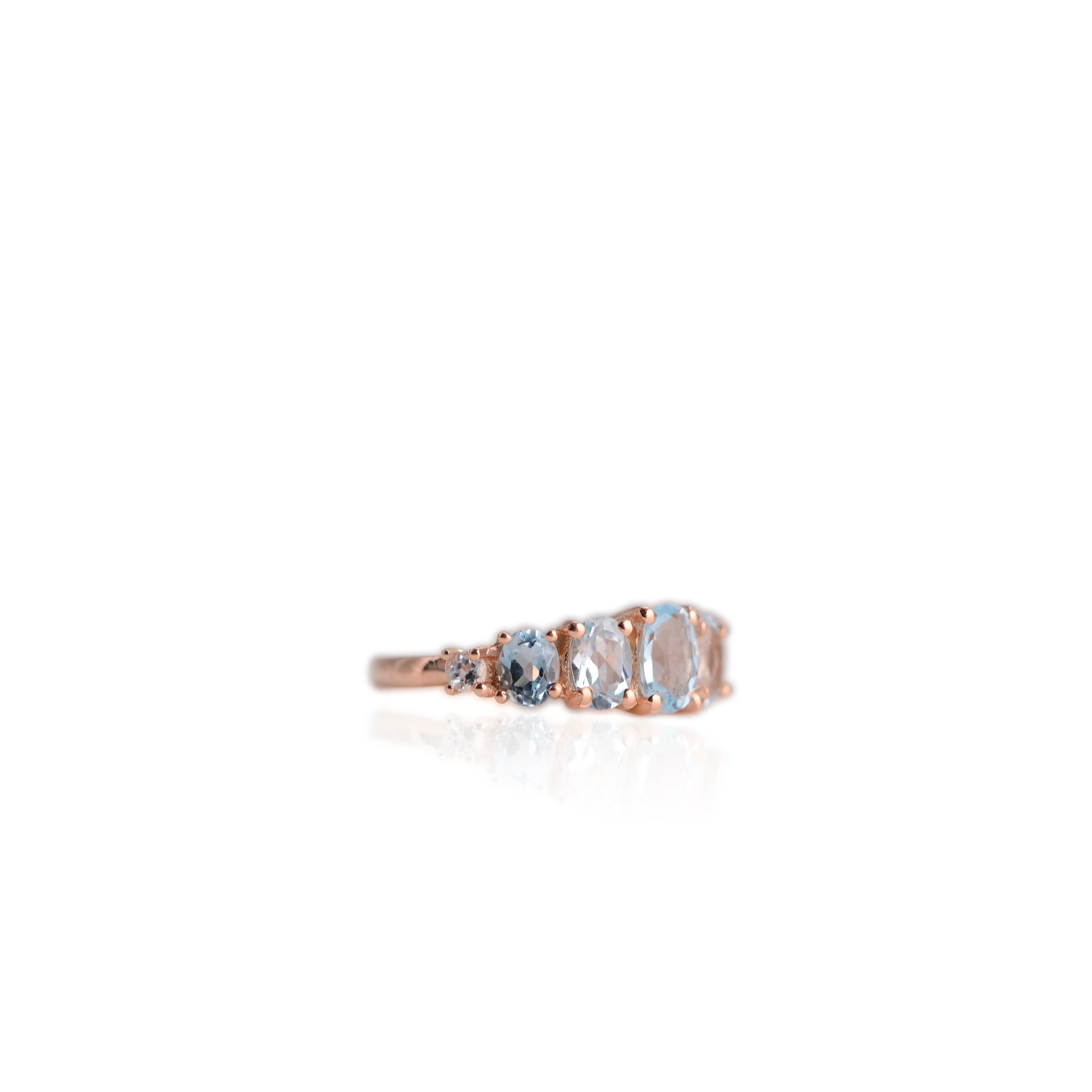 5 x 7 mm. Oval Cut Sky Blue Brazilian Topaz Cluster Ring
