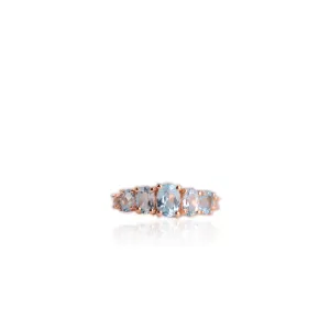 5 x 7 mm. Oval Cut Sky Blue Brazilian Topaz Cluster Ring