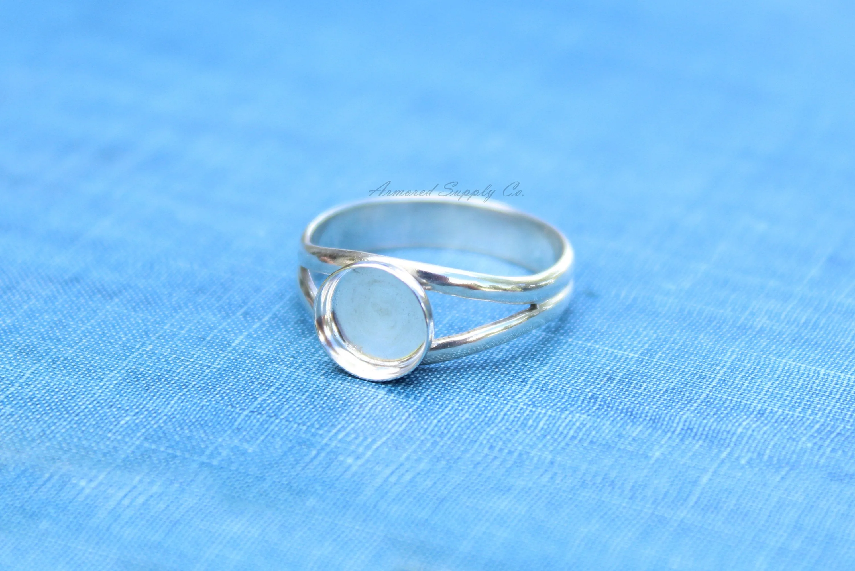 5mm Sterling Silver Split Shank Ring Band Bezel Ring blank