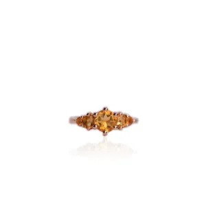 6 mm. Round Cut Yellow Brazilian Citrine Cluster Ring