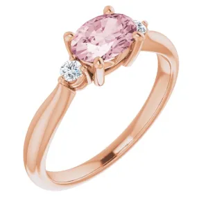 7x5 mm Oval Natural Morganite & .08 CTW Natural Diamond Ring