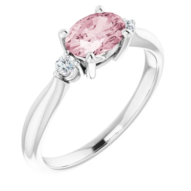 7x5 mm Oval Natural Morganite & .08 CTW Natural Diamond Ring