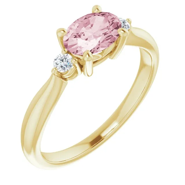 7x5 mm Oval Natural Morganite & .08 CTW Natural Diamond Ring