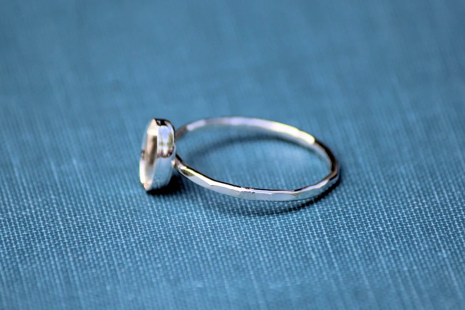 7x5mm Oval Bezel Thin Ring blank Silver