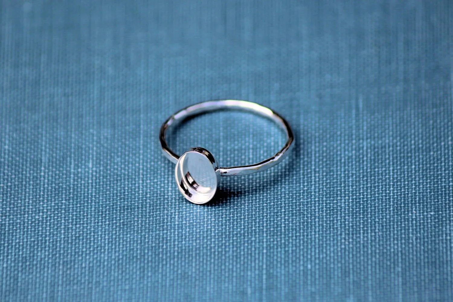 7x5mm Oval Bezel Thin Ring blank Silver